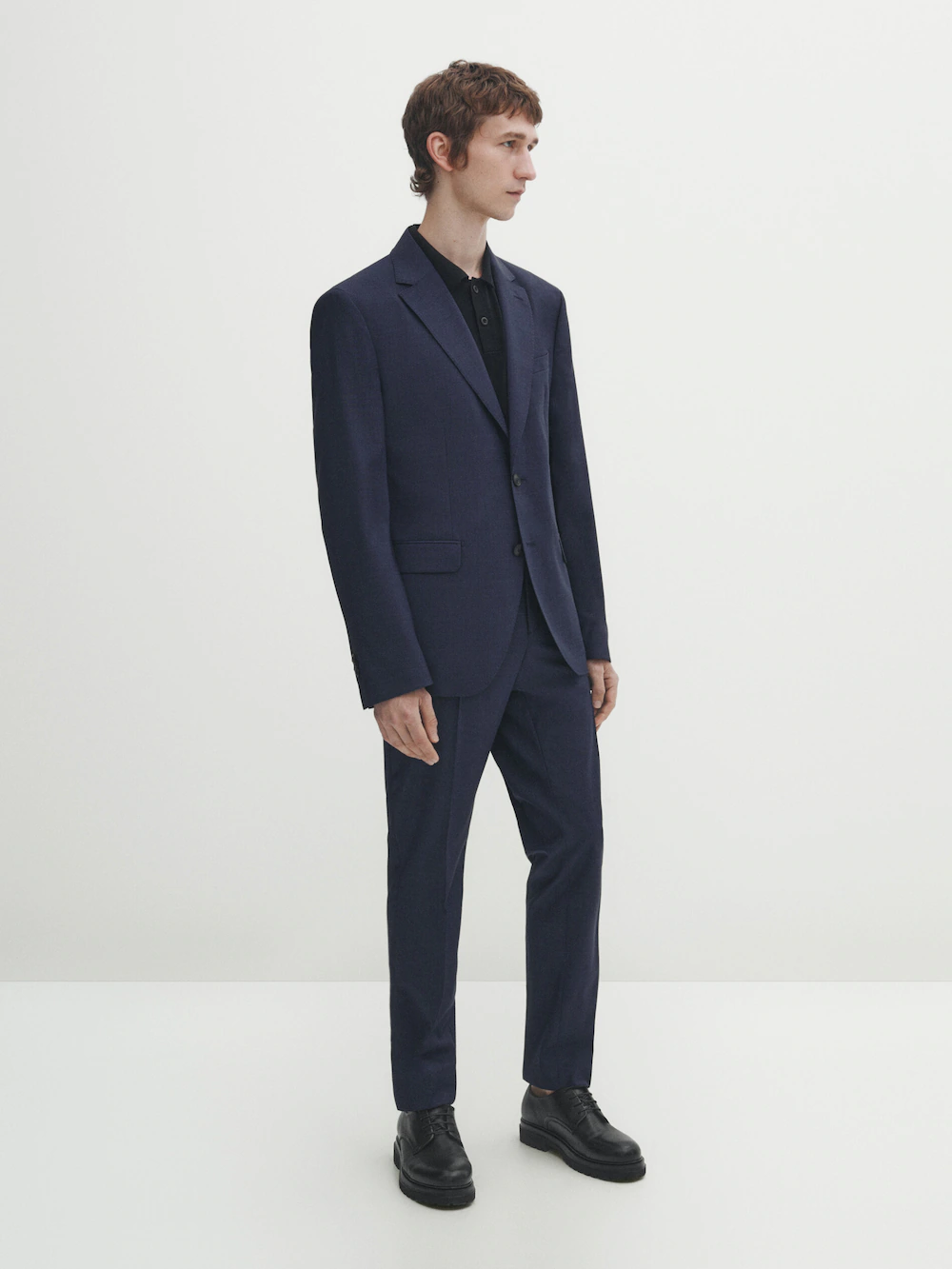

Синие брюки из шерсти fil à fil Massimo Dutti, синий