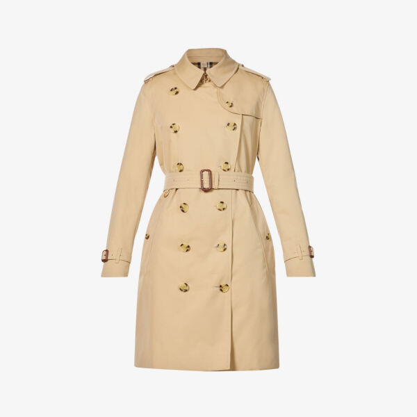 

Короткий хлопковый тренч Kensington Burberry, цвет honey