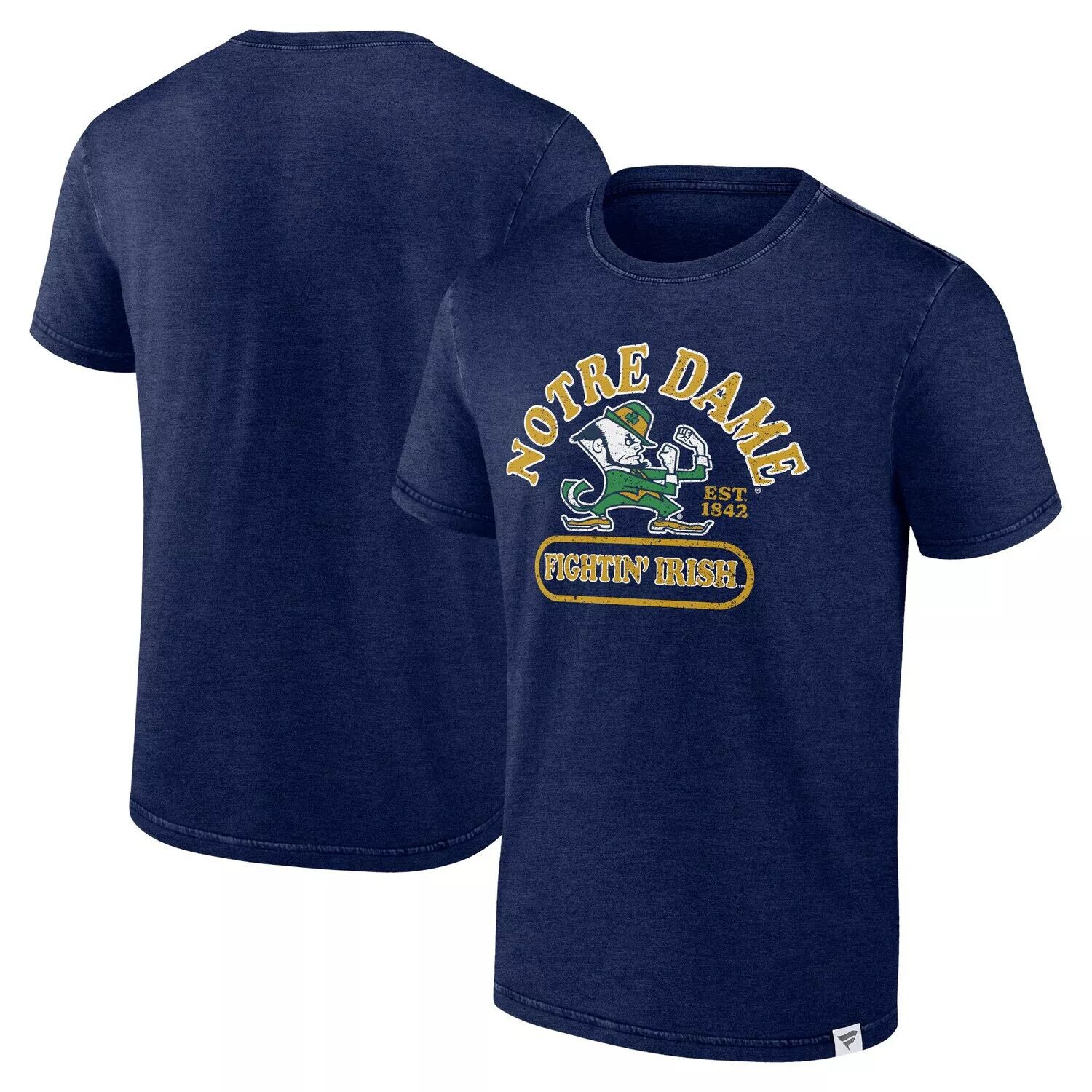 

Мужская футболка Fanatics с брендом Heather Navy Notre Dame Fighting Irish Old-School Pill Enzyme Washed
