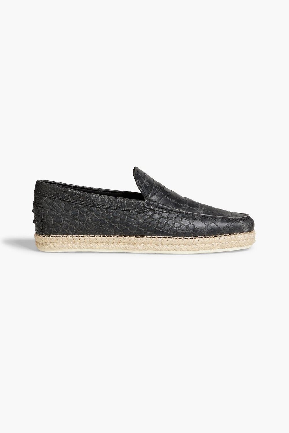 

Эспадрильи из кожи с тиснением под крокодила TOD'S, угольный