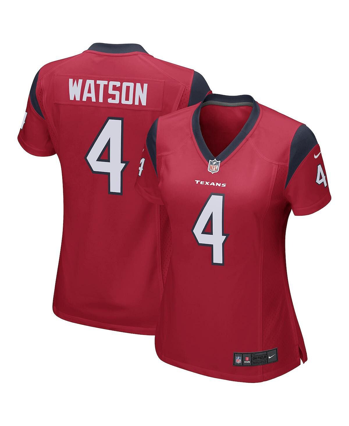 Женская красная майка Deshaun Watson Houston Texans Team Color Game Nike, красный new women s texans fans rugby jerseys deshaun watson deandre hopkins j j watt fans american football houston jersey t shirts