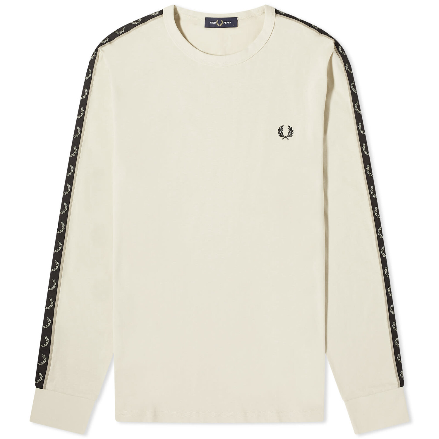 Футболка Fred Perry Long Sleeve Contrast Taped Ringer, цвет Oatmeal & Warm Grey футболка fred perry ringer цвет oatmeal