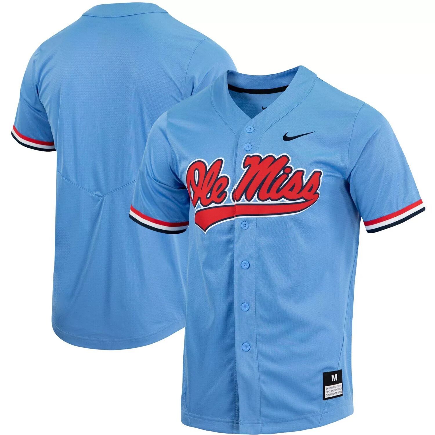 

Мужская бейсбольная майка с пуговицами Nike Powder Blue Ole Miss Rebels Replica
