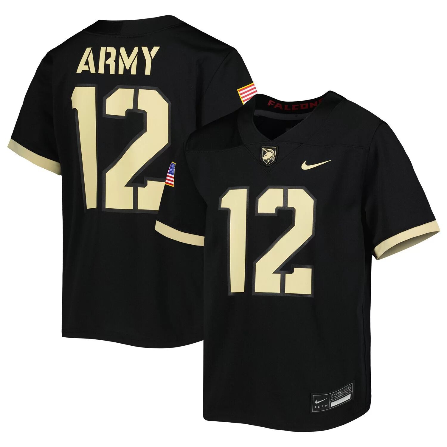 

Молодежная футбольная майка Nike #12 Black Army Black Knights Untouchable Nike