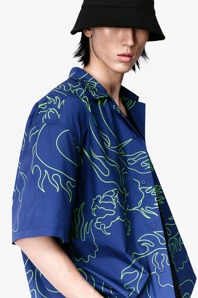 

Курортная рубашка свободного кроя H&M, синий