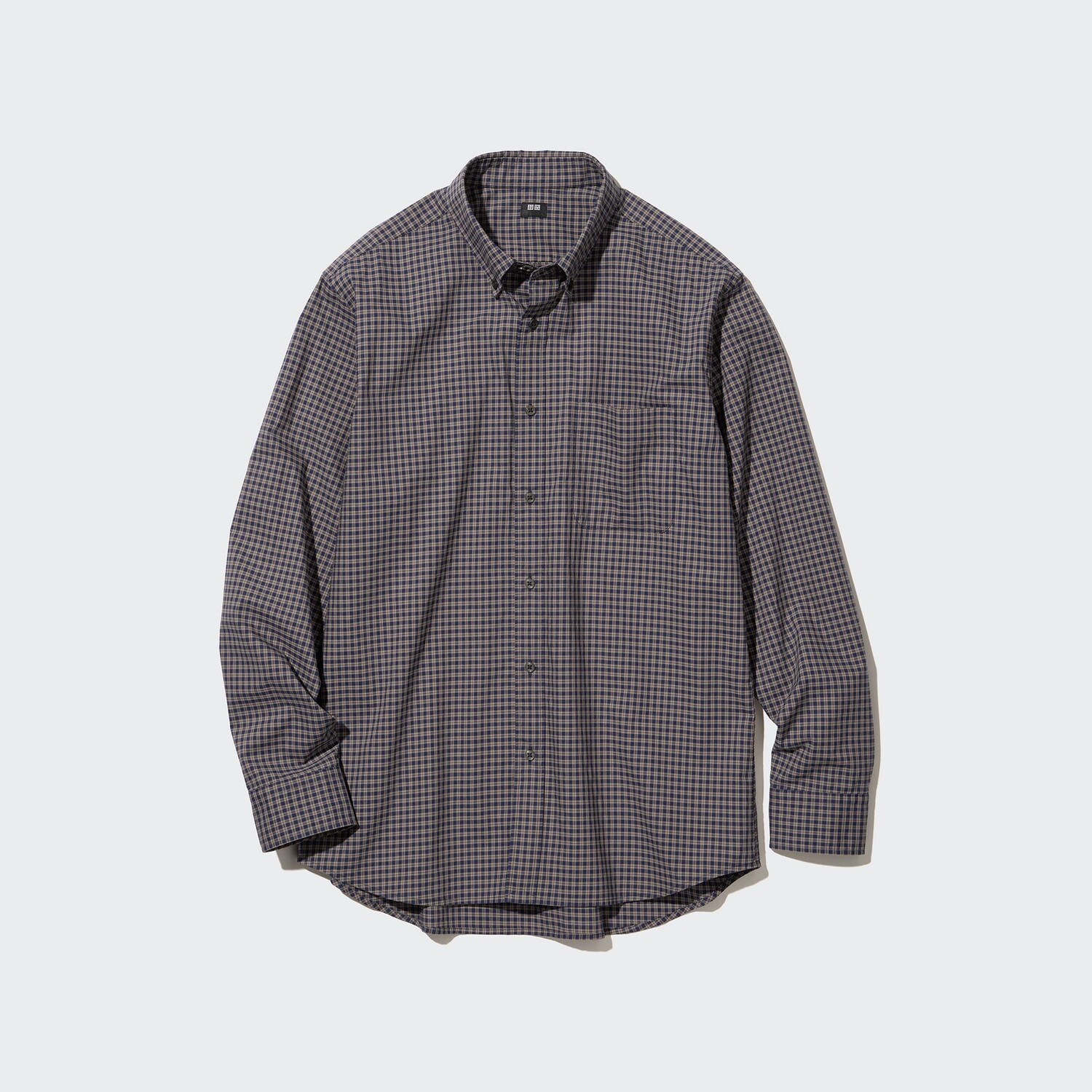 

Рубашка UNIQLO в клетку из тонкого хлопка, коричневый