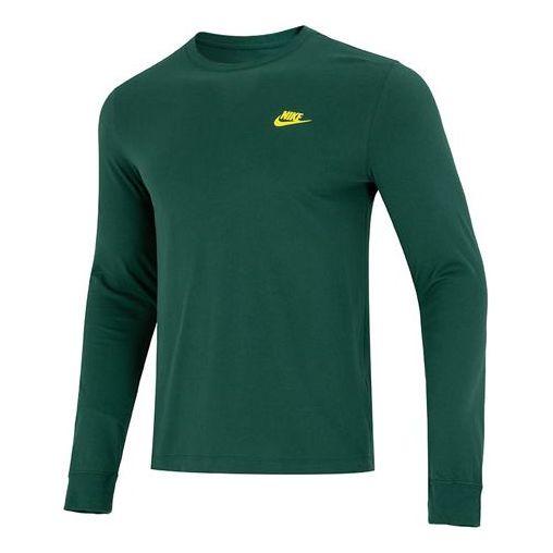 футболка men s nike solid color athleisure casual sports round neck long sleeves black t shirt черный Футболка Men's Nike Minimalistic Alphabet Logo Athleisure Casual Sports Round Neck Long Sleeves Green T-Shirt, зеленый