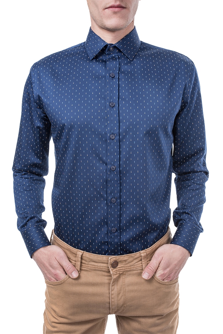 Узкая рубашка с принтом Vegea, синий