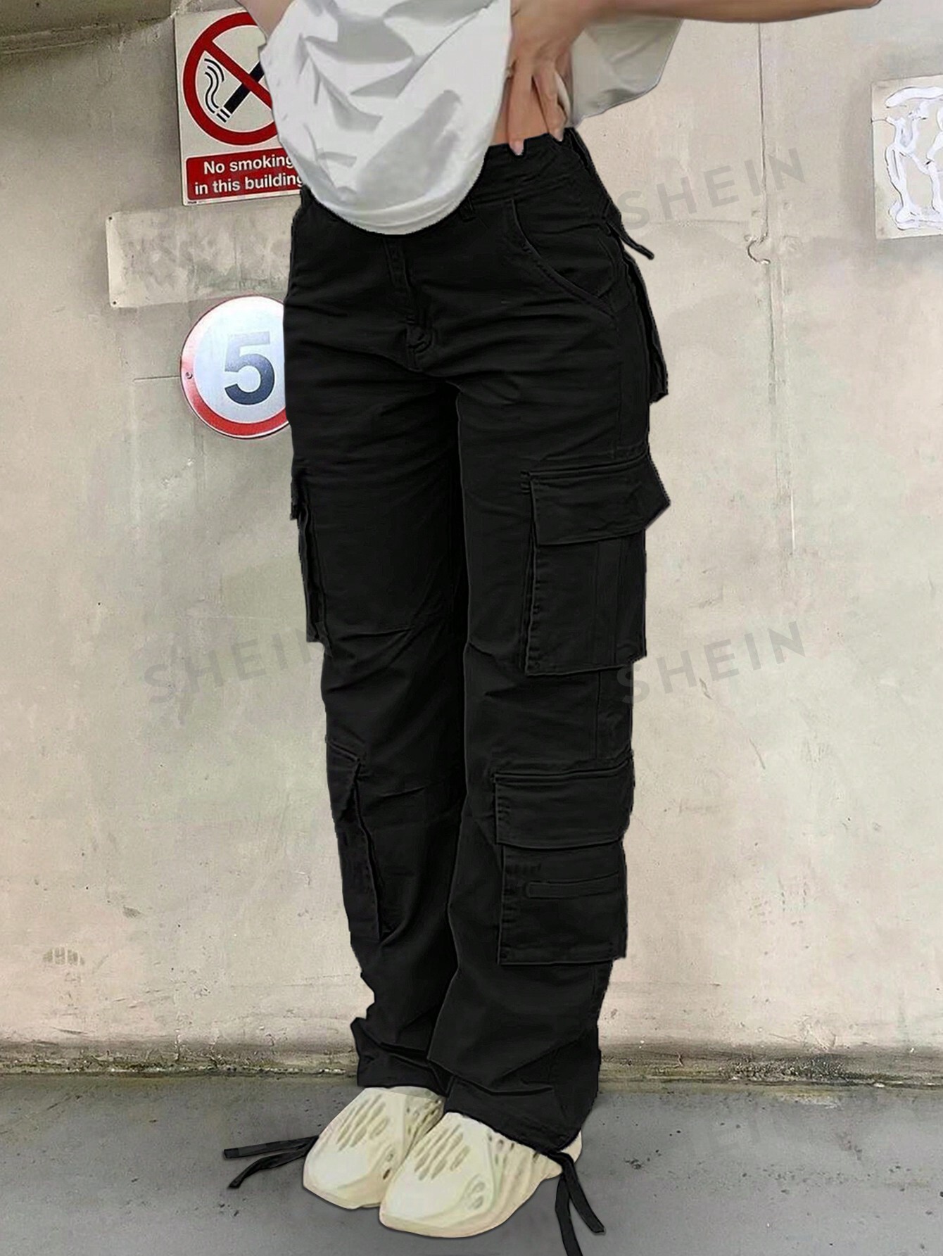 Женские брюки-карго с несколькими карманами в стиле Y2k, черный