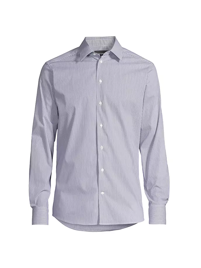 

Рубашка в полоску из смесового хлопка Emporio Armani, цвет solid dark