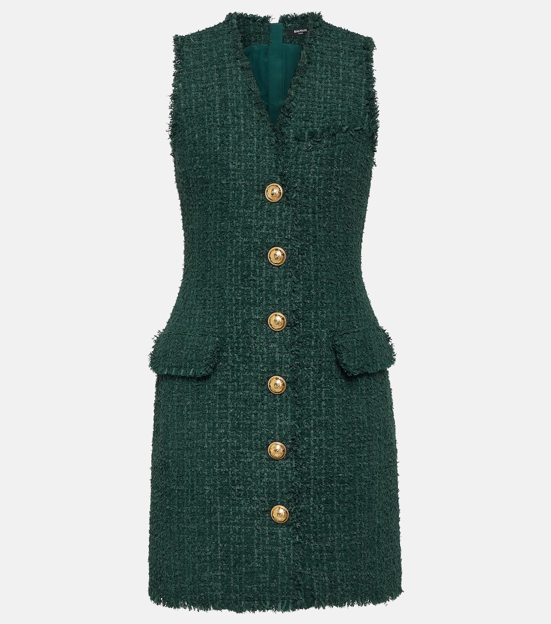 цена Твидовое мини-платье BALMAIN, зеленый