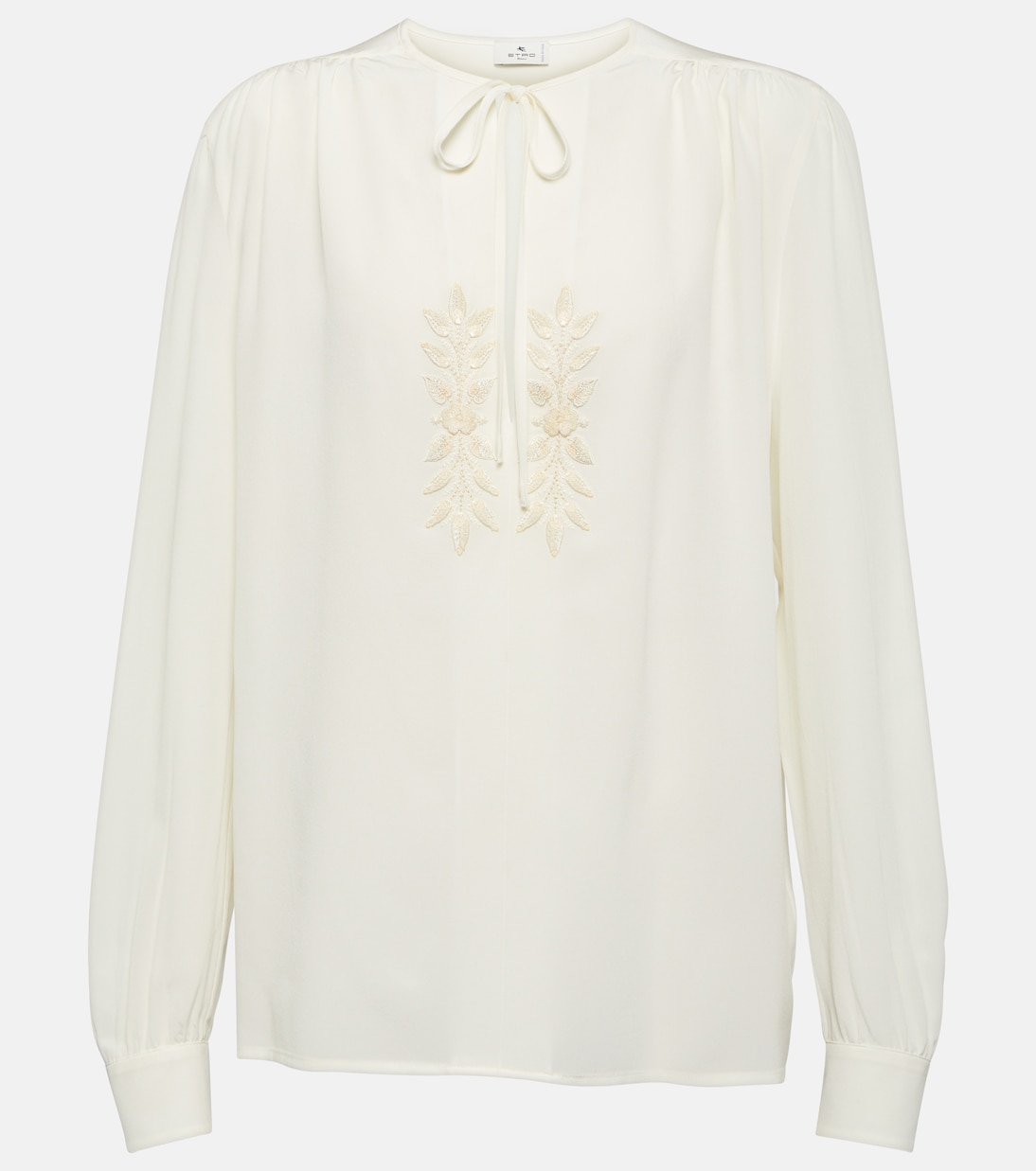 Вышитая шелковая блузка Etro, белый вышитая блузка h