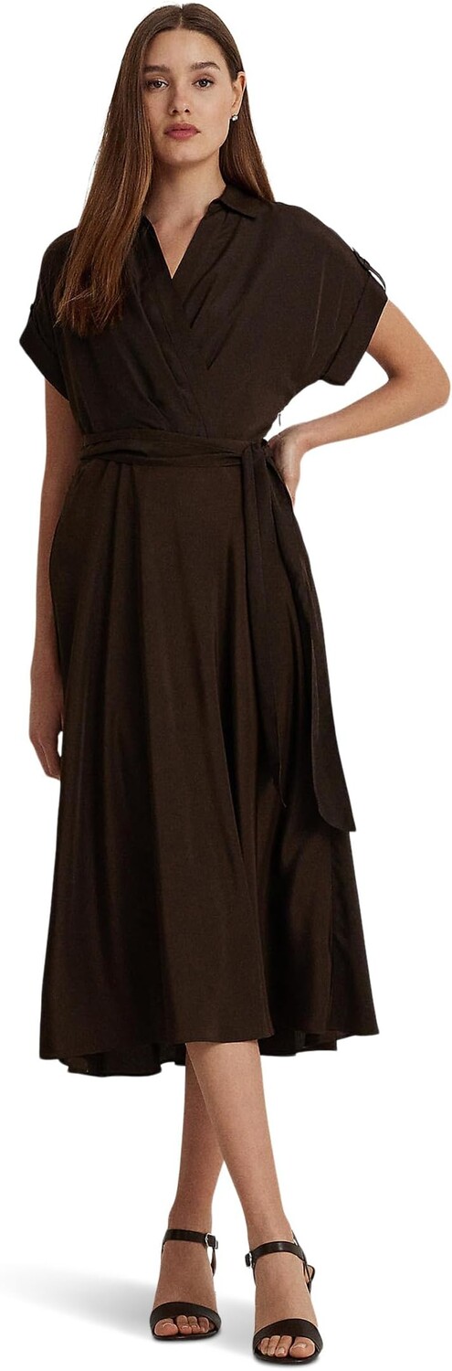 

Платье из крепа с поясом LAUREN Ralph Lauren, цвет Circuit Brown