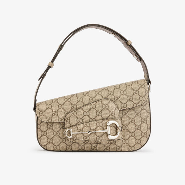 

Сумка на плечо 1955 Horsebit из холщовой ткани с покрытием Gucci, бежевый