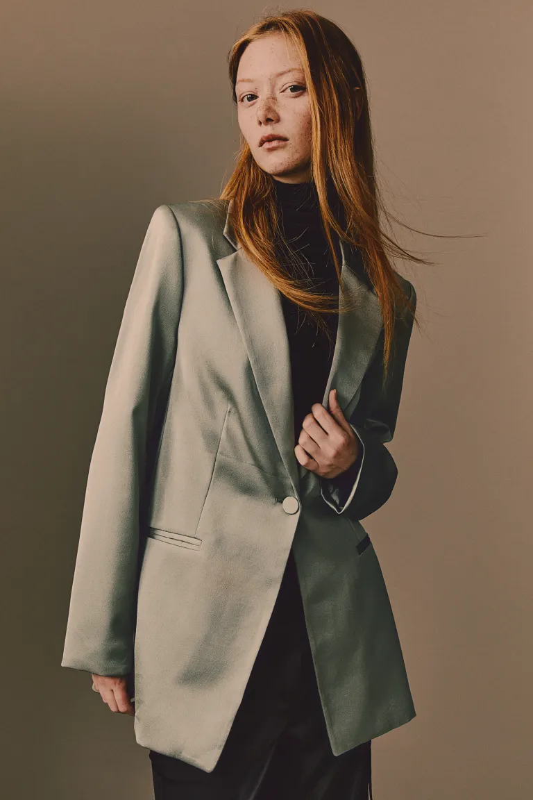 

Однобортный пиджак H&M, зеленый