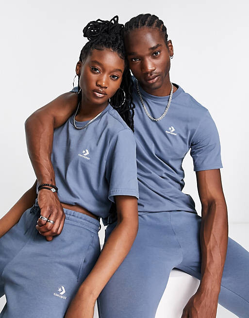 

Голубая футболка унисекс с шевроном Converse Star, Синий