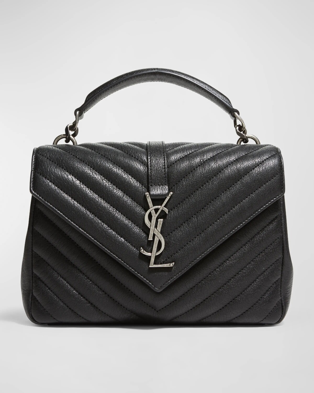 

Сумка через плечо College среднего размера с клапаном YSL из стеганой кожи Saint Laurent, цвет Black