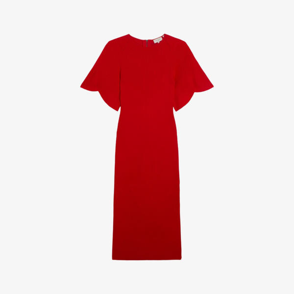 

Платье миди узкого кроя эластичной вязки raelea с рифлеными рукавами Ted Baker, красный