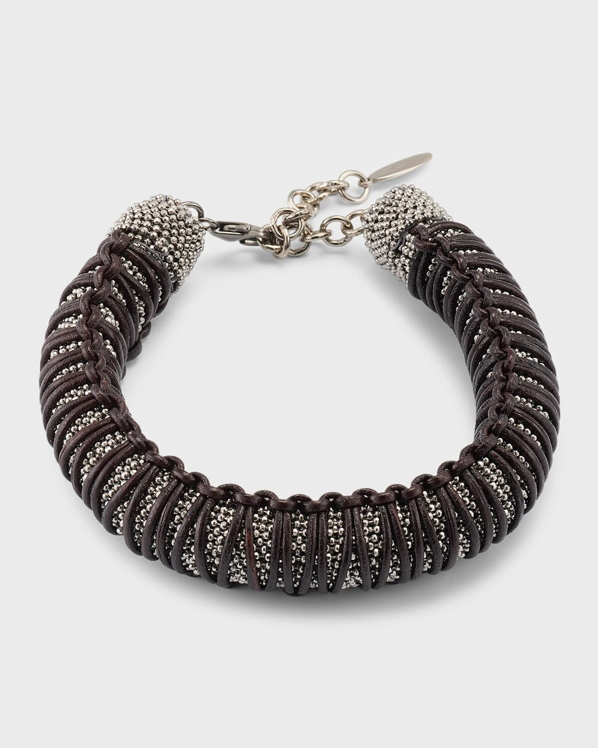 

Трубчатый браслет Monili с кожаной тесьмой Brunello Cucinelli, цвет Cu854 Chocolate Rute
