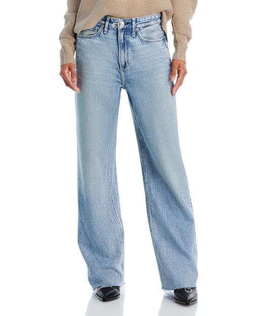цена Полулегкие широкие джинсы со средней посадкой Logan rag & bone, цвет Mira