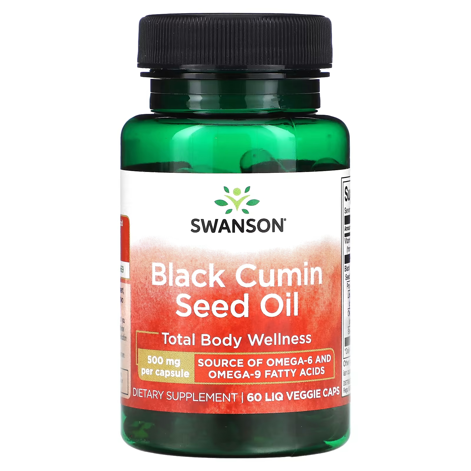 Swanson Масло семян черного тмина 500 мг 60 жидких растительных капсул