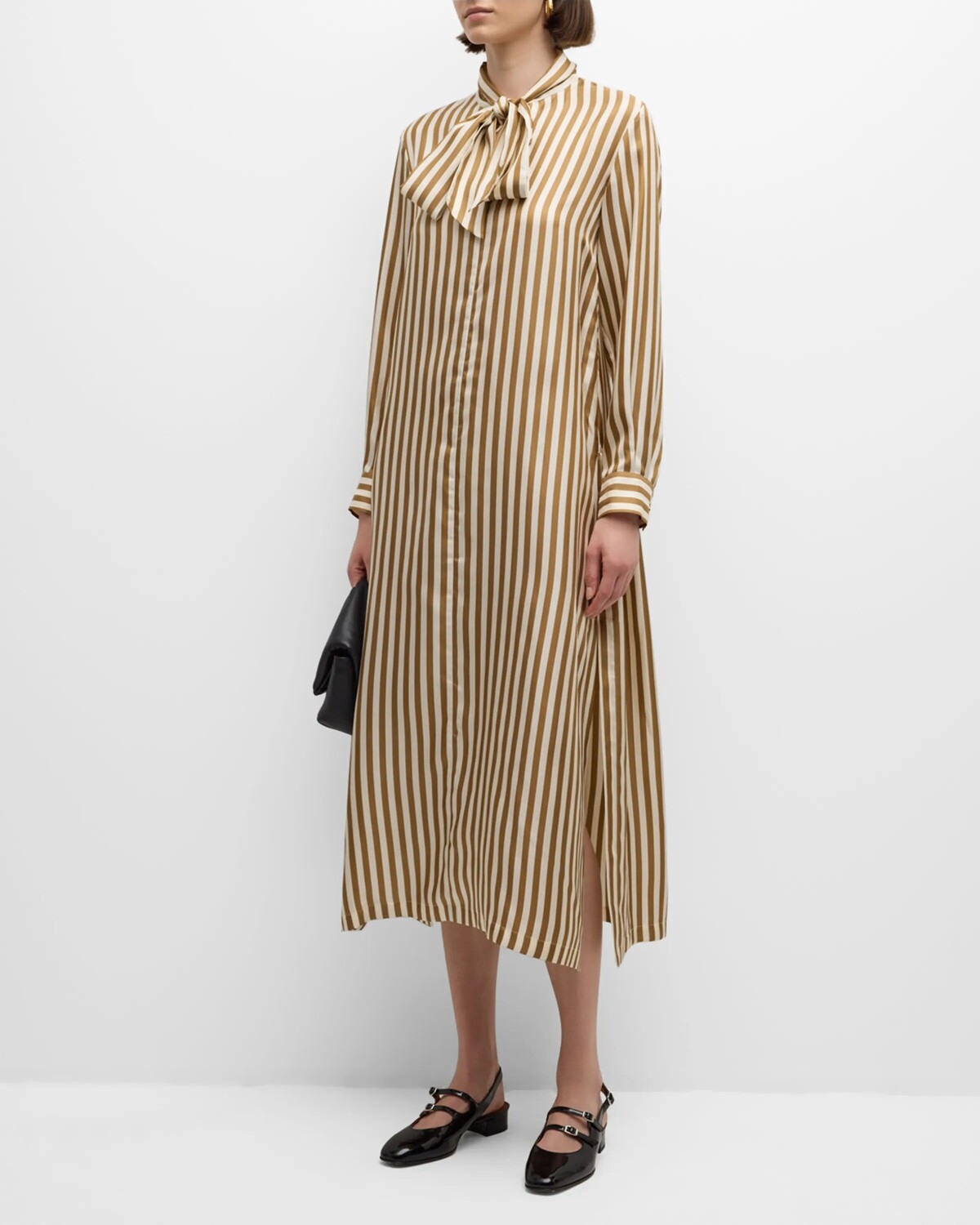 

Платье-рубашка миди в полоску с длинными рукавами Faesite Max Mara, цвет Honey