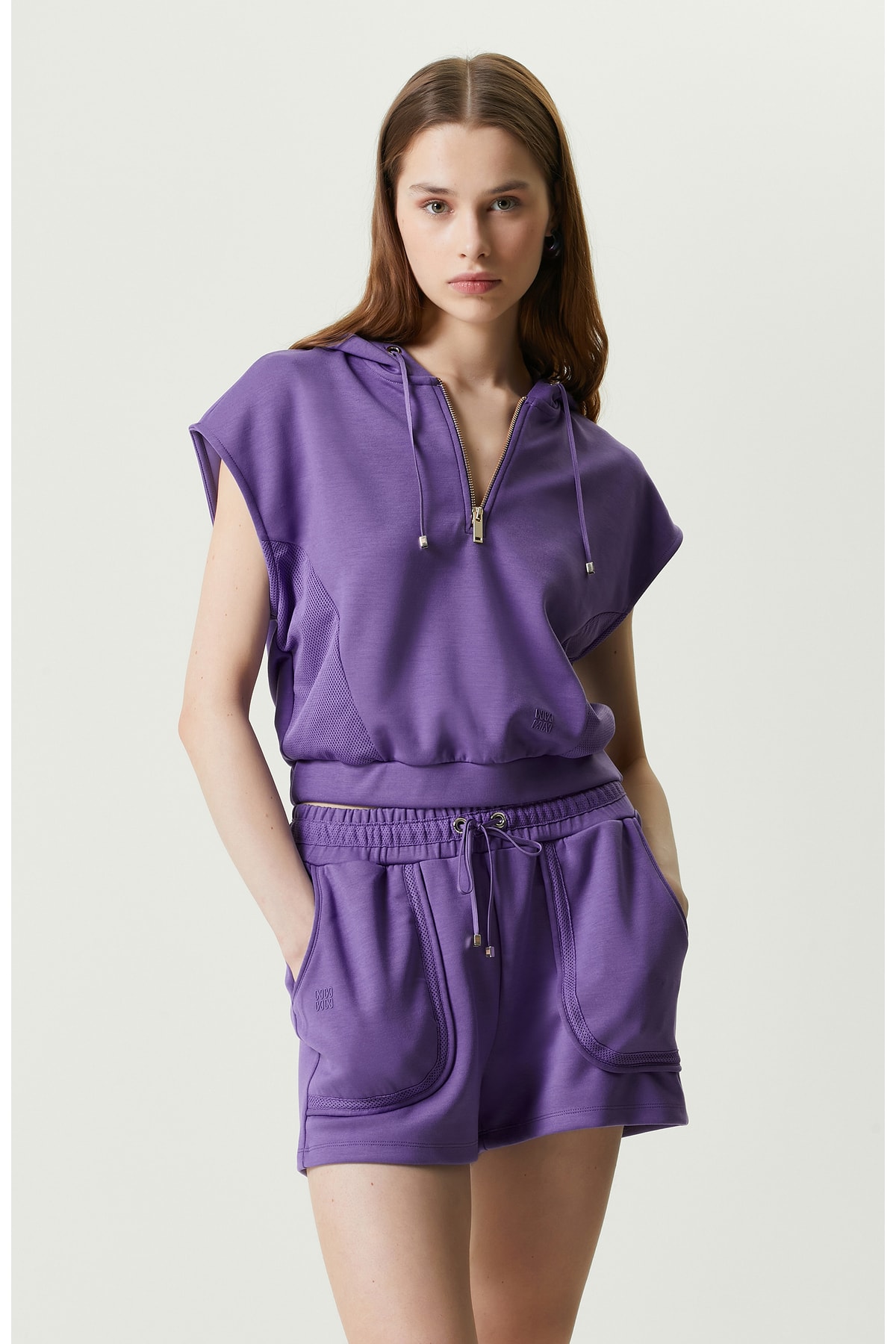 Фиолетовый свитшот без рукавов с капюшоном Network, фиолетовый худи без рукавов elyts фиолетовый