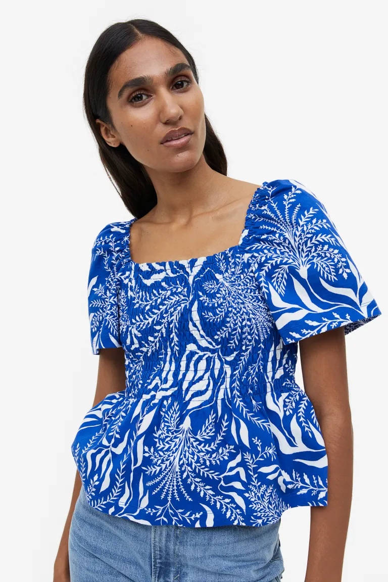 Блузка на резинках H&M, синий