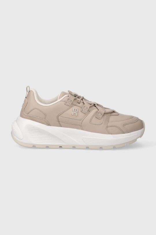 Кожаные кроссовки TH PREMIUM RUNNER LTHR Tommy Hilfiger, бежевый кожаные кроссовки th elevated feminine runner hw tommy hilfiger бежевый