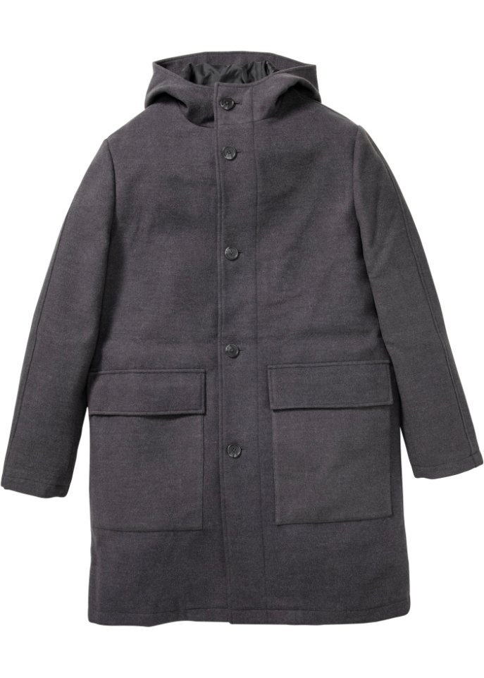 Короткое пальто из шерсти с капюшоном Bpc Selection, черный