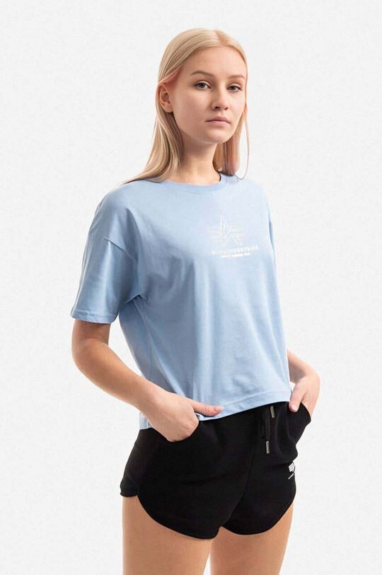 цена Хлопковая футболка Basic T COS ML с принтом из фольги Wmn Alpha Industries, синий