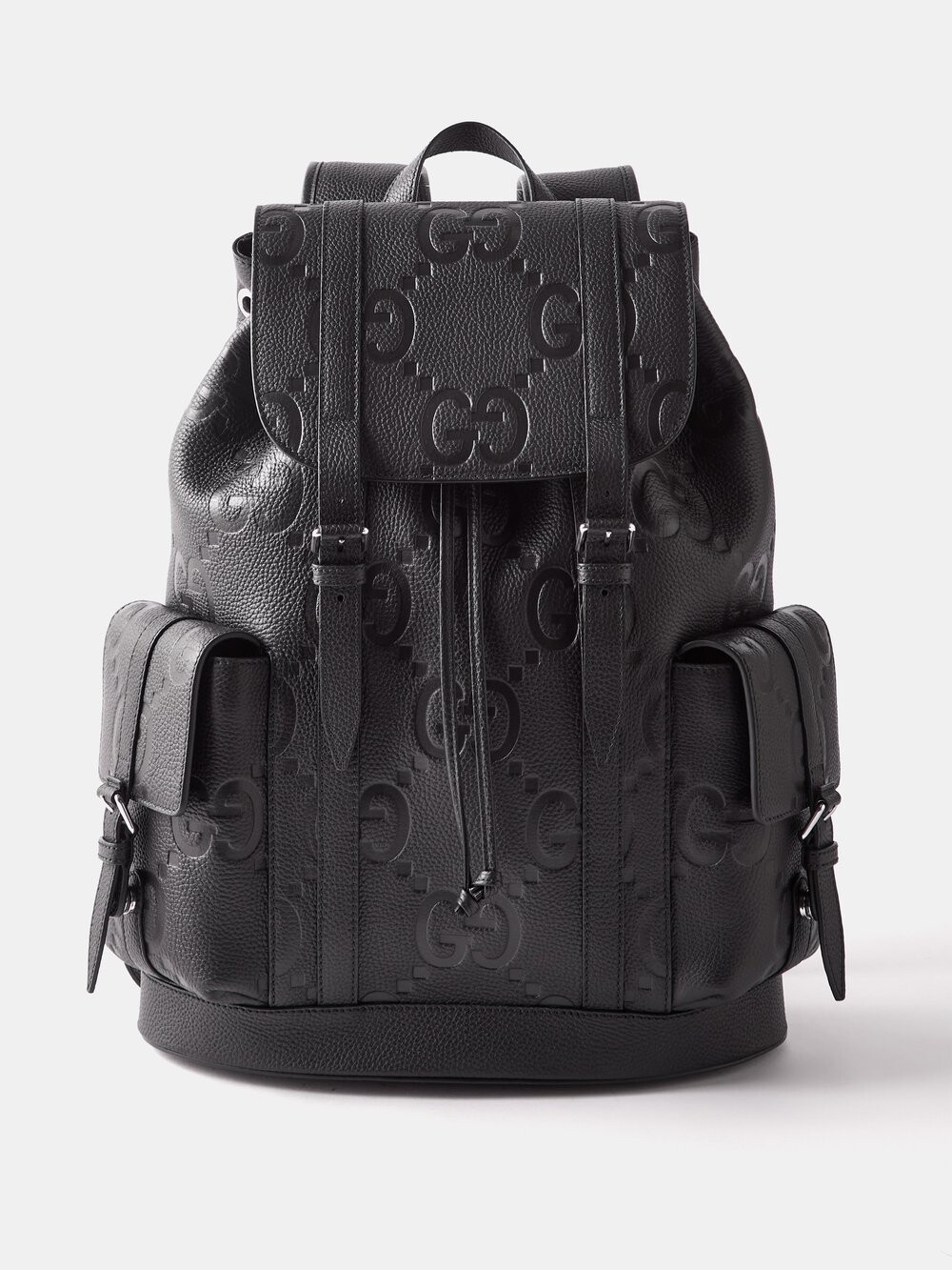 

Кожаный рюкзак с тисненым узором gg Gucci, черный