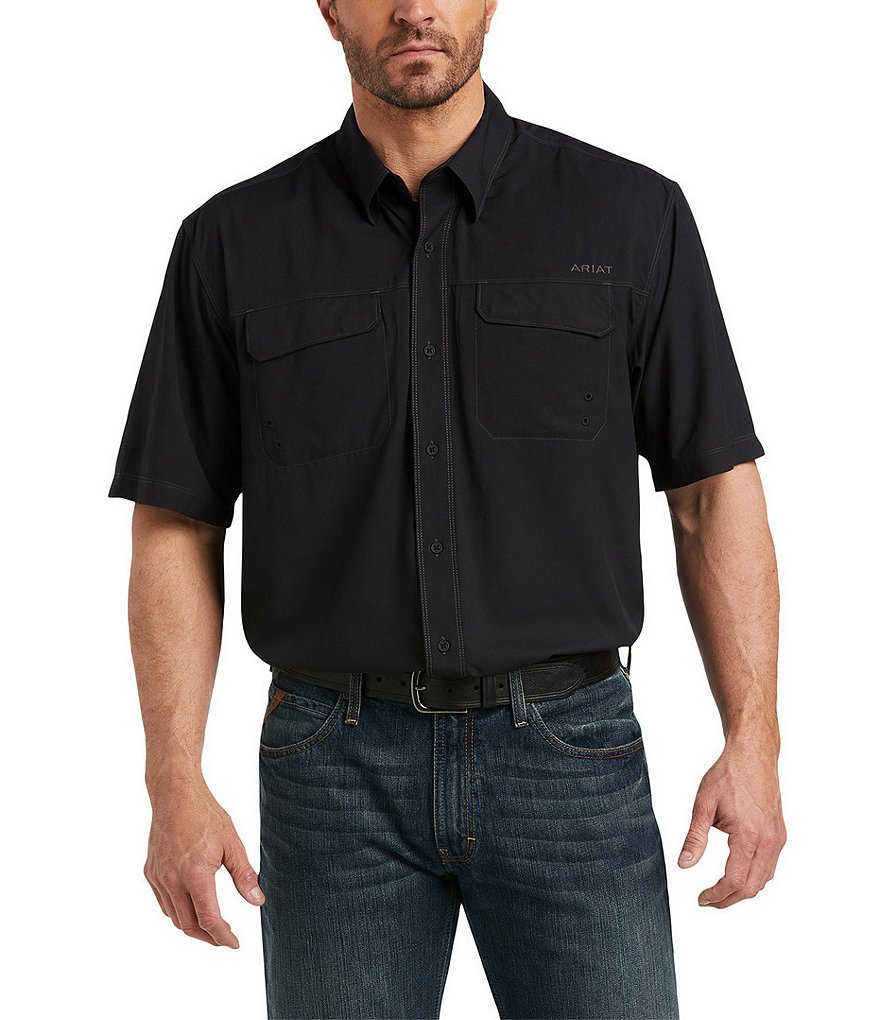 Ariat VentTek Outbound Classic Fit Тканая рубашка с короткими рукавами, черный