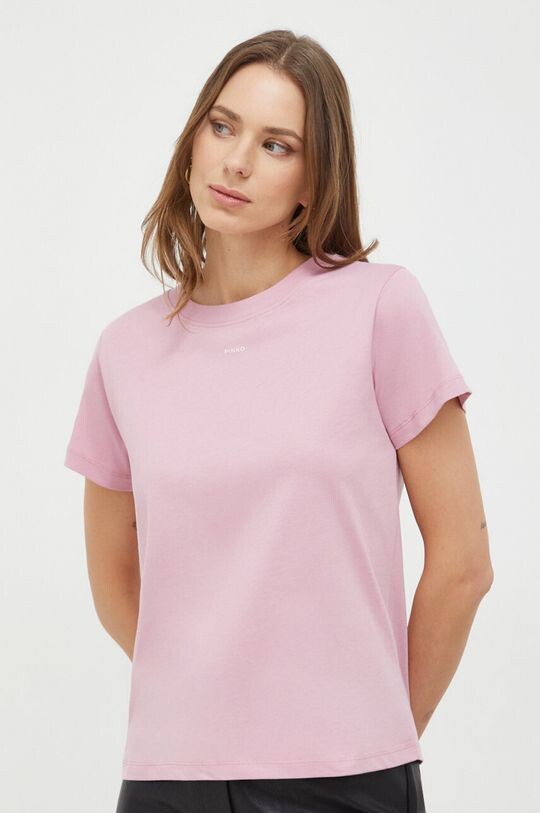 

Хлопковая футболка Pinko, розовый
