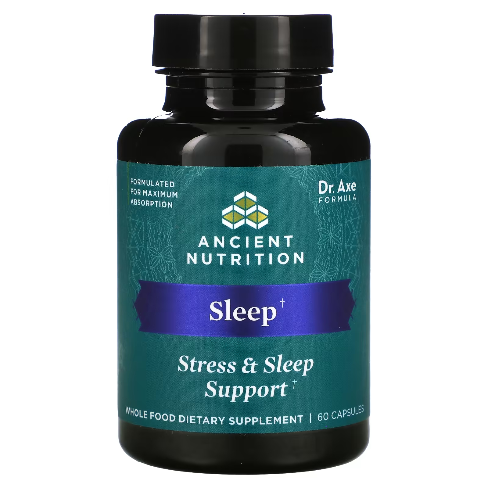 Ancient Nutrition Поддержка сна и стресса, 60 капсул bach rescue plus поддержка сна и стресса голубика 60 веганских жевательных таблеток