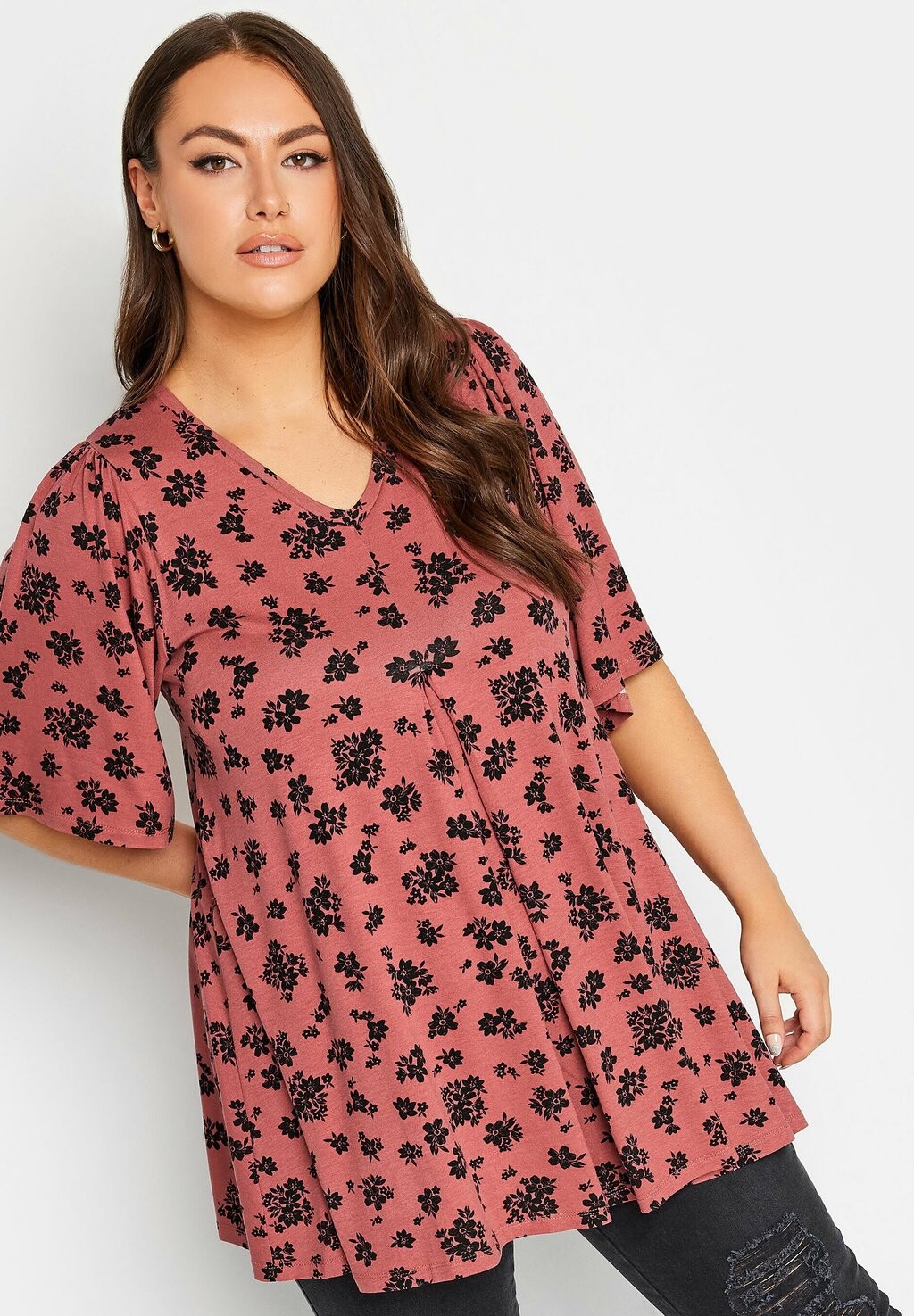 

Блузка FLORAL PLEATED SWING Yours Clothing, цвет Pink
