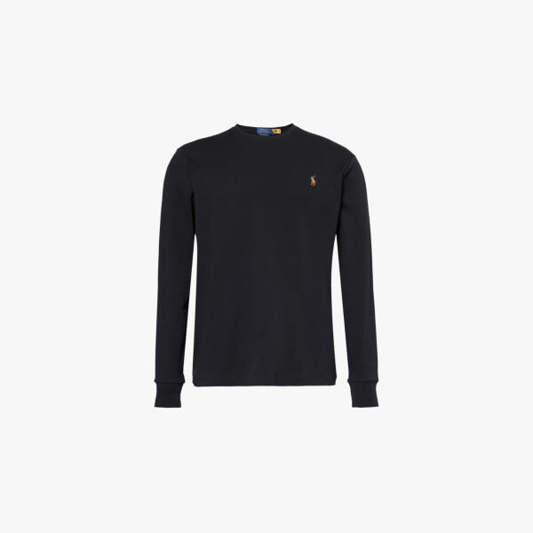 

Футболка из хлопкового джерси с длинными рукавами и вышитым логотипом Polo Ralph Lauren, черный