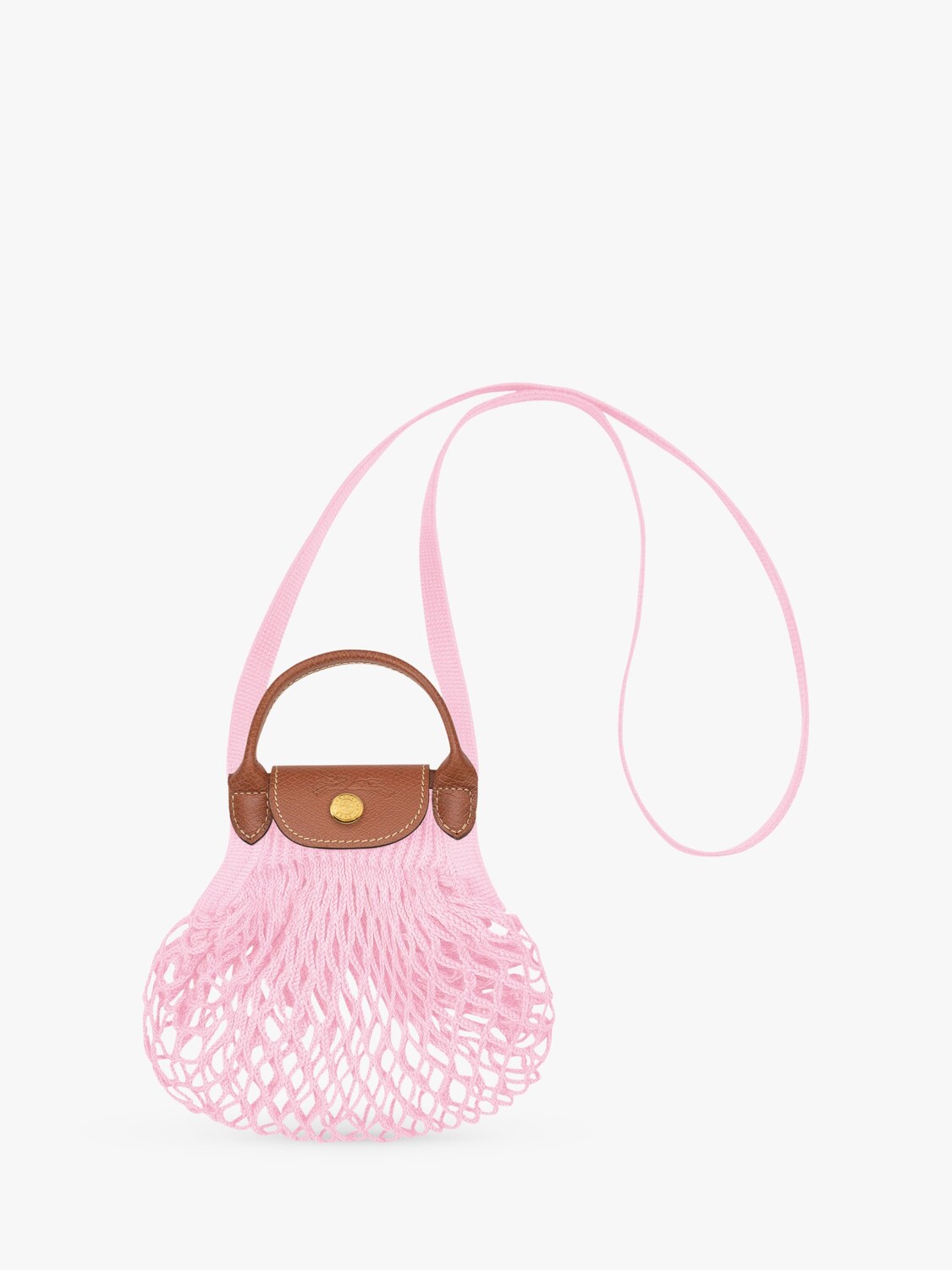 

Мини-сумка с ручкой сверху Longchamp Le Pliage Filet, розовая