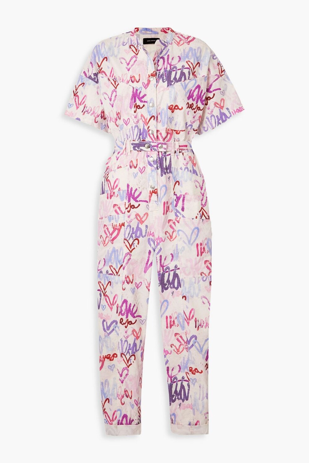 

Комбинезон Etundra из смесового льна с поясом и принтом ISABEL MARANT, розовый