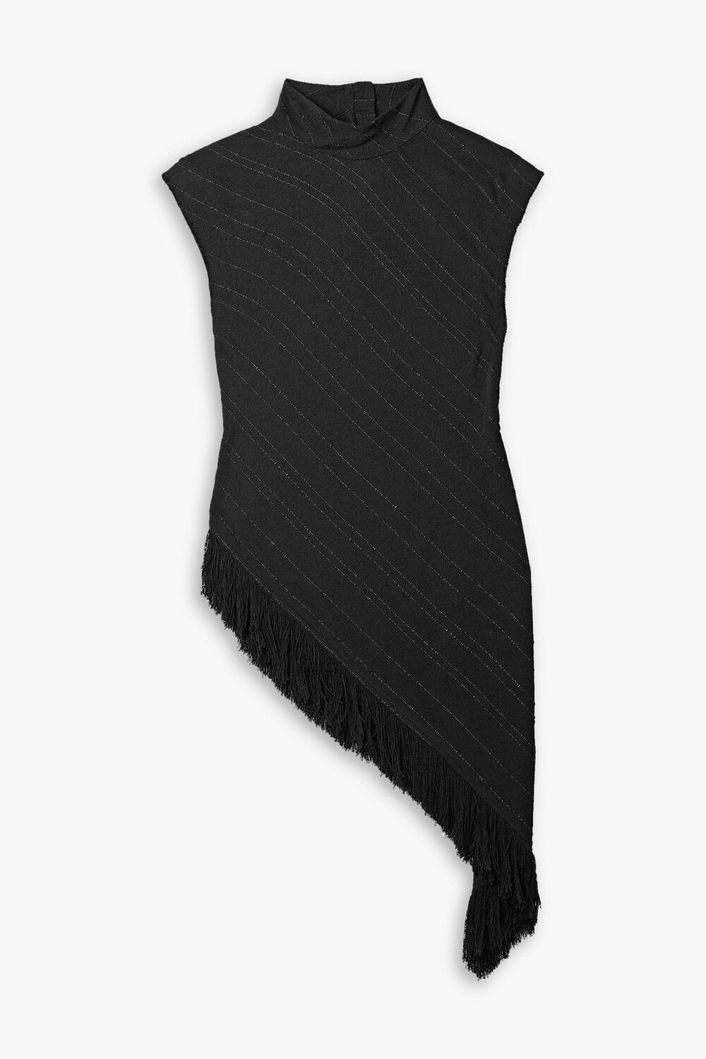 

Асимметричный топ из крепа с бахромой PROENZA SCHOULER, черный
