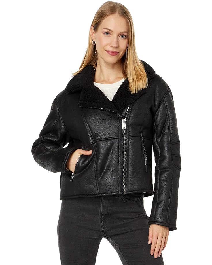 цена Куртка Lucky Brand Suede Sherpa Moto, черный