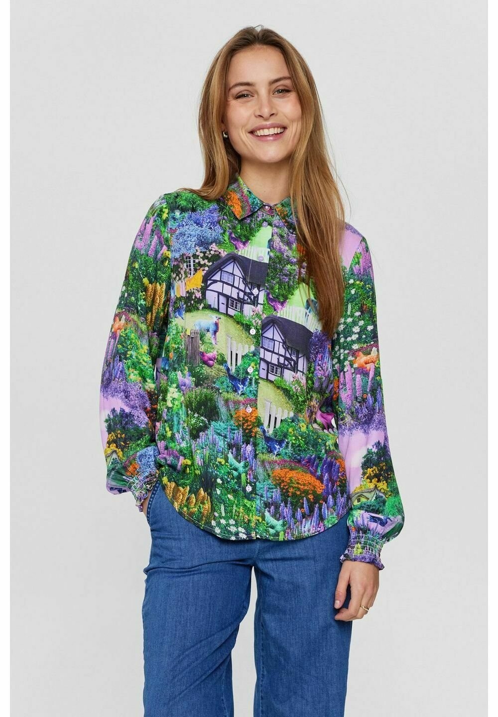 

Рубашка Nuallison Shirt Nümph, цвет pine green