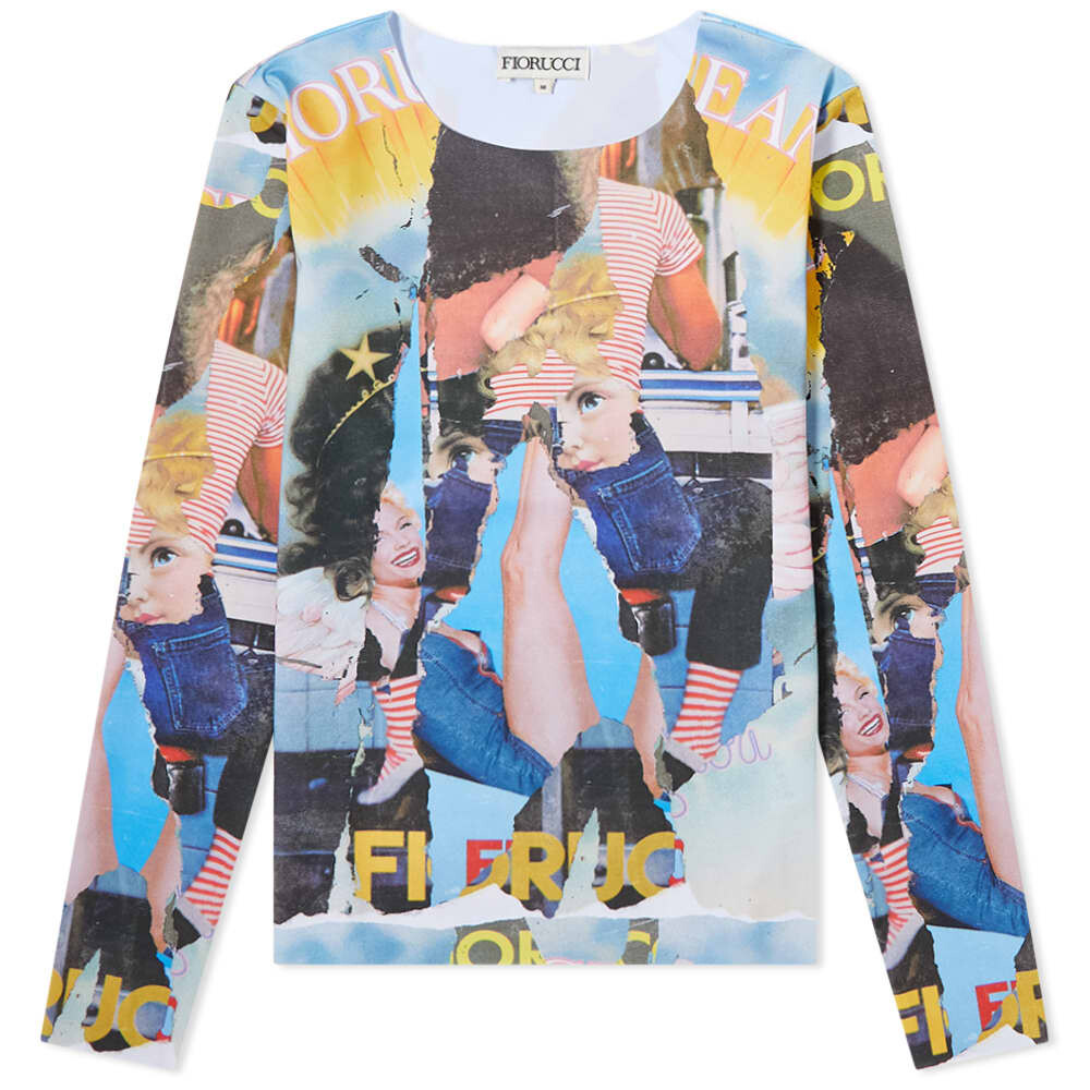 

Топ с длинными рукавами и плакатным принтом Fiorucci, синий