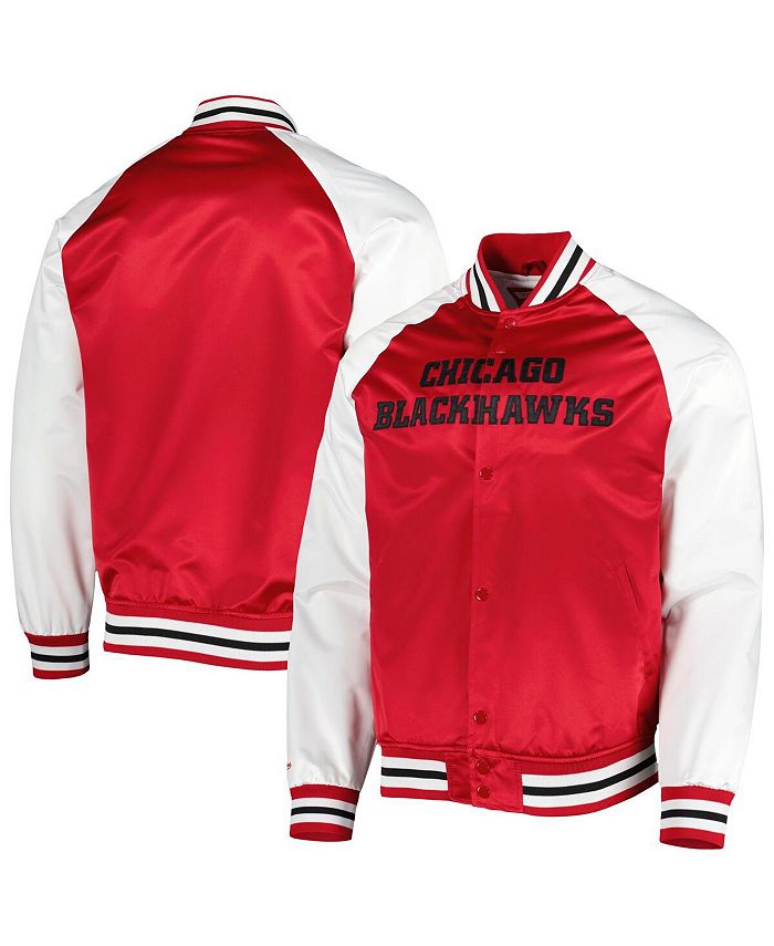 

Мужская красно-белая атласная куртка с кнопками Chicago Blackhawks Primetime Raglan Mitchell & Ness, красный