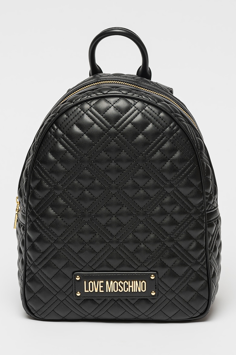 Стеганый рюкзак из экокожи Love Moschino, черный стеганый рюкзак с логотипом moschino черный