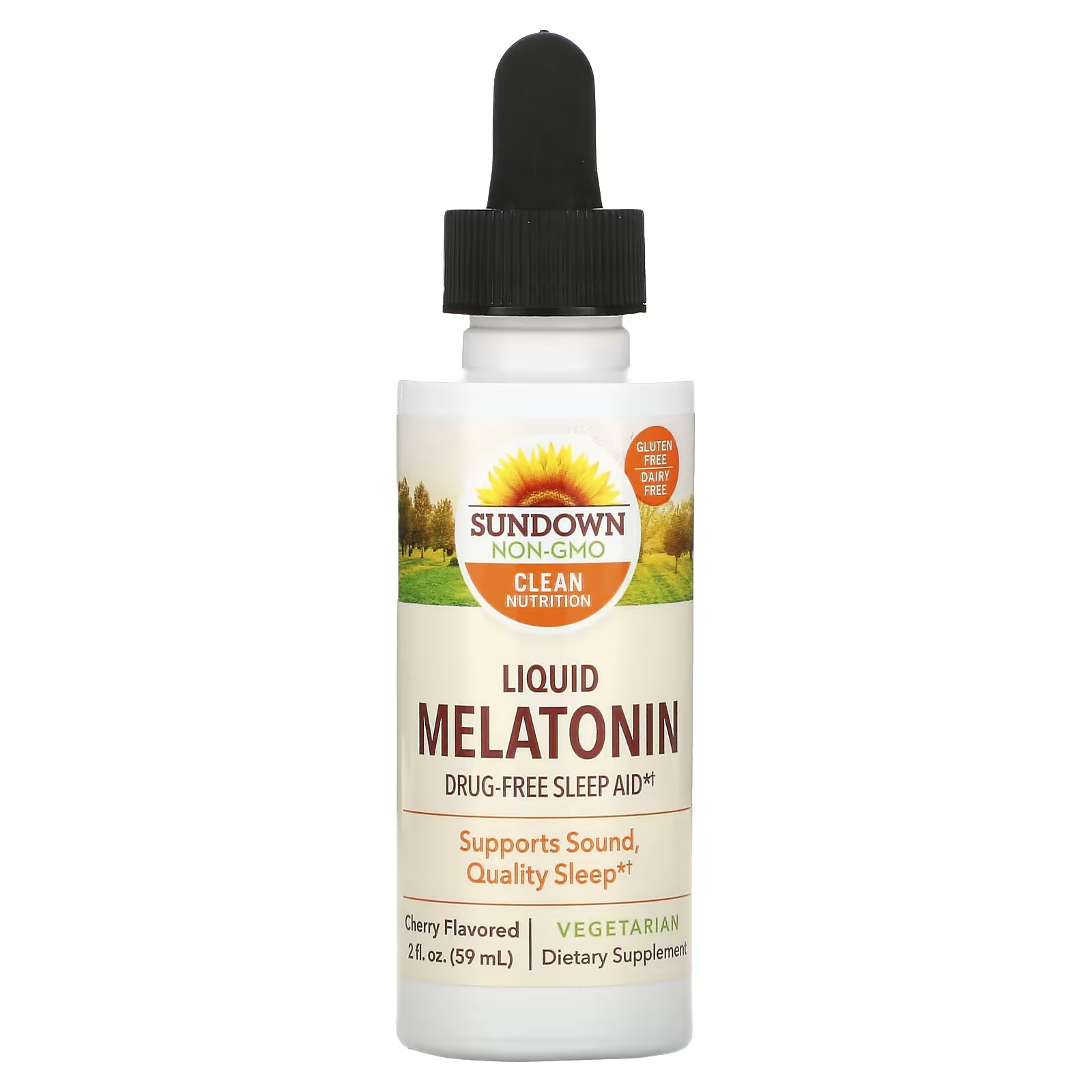 Жидкий мелатонин вишневый, 2 жидких унции (59 мл) Sundown Naturals жидкий мелатонин sundown naturals со вкусом вишни