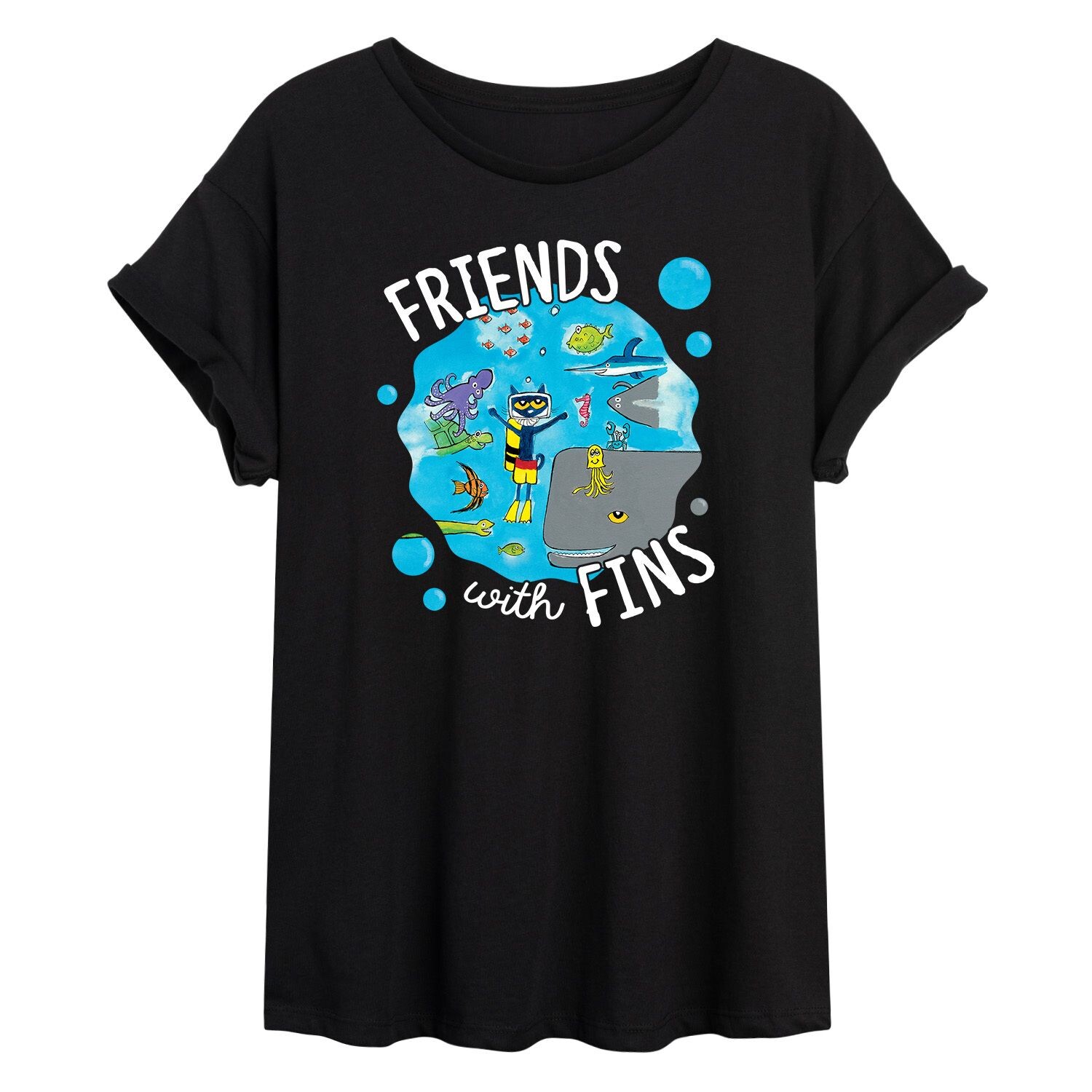 

Большая футболка с рисунком кота Пита для юниоров «Friends With Fins» Licensed Character