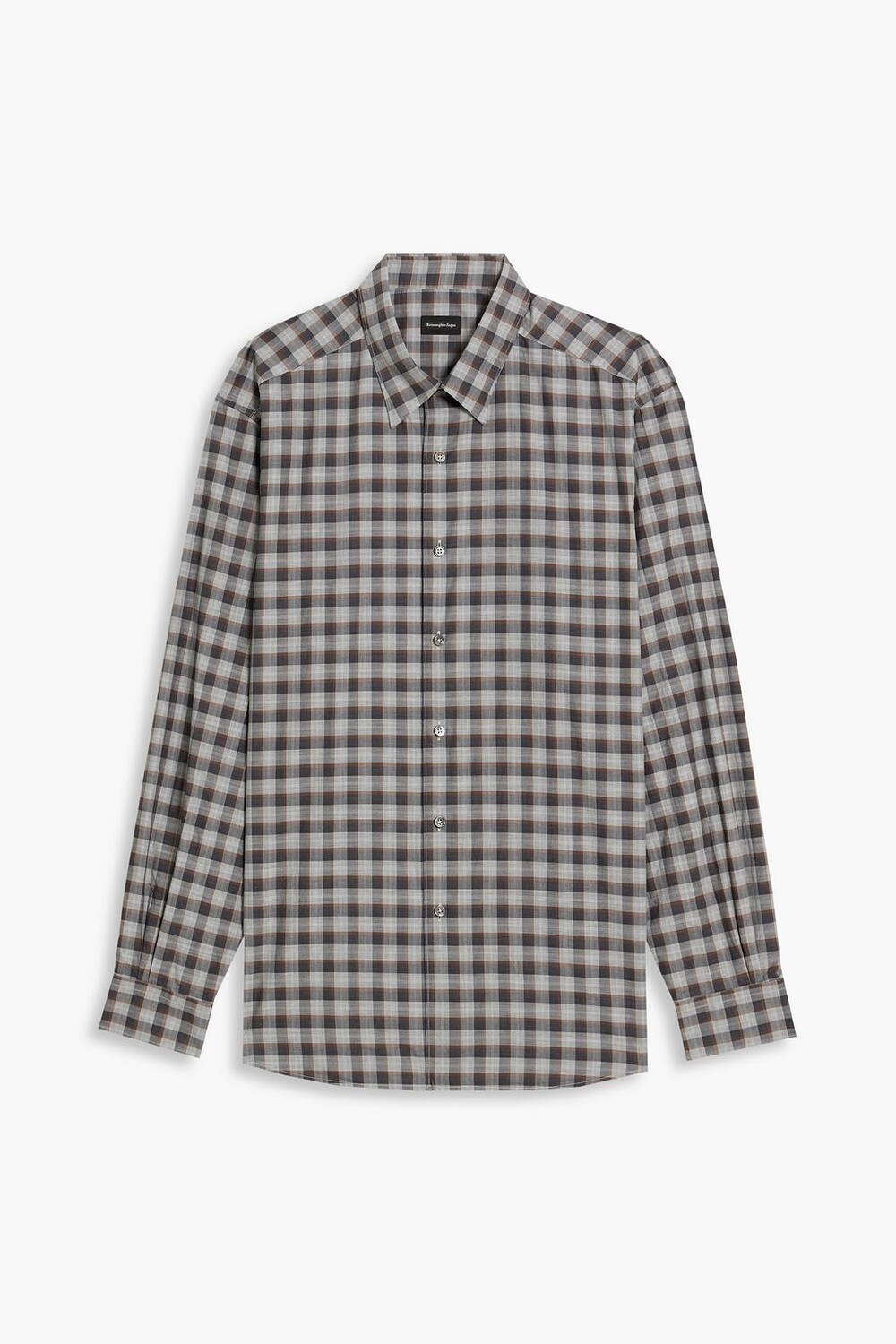 

Рубашка из хлопкового поплина в клетку ZEGNA, антрацит