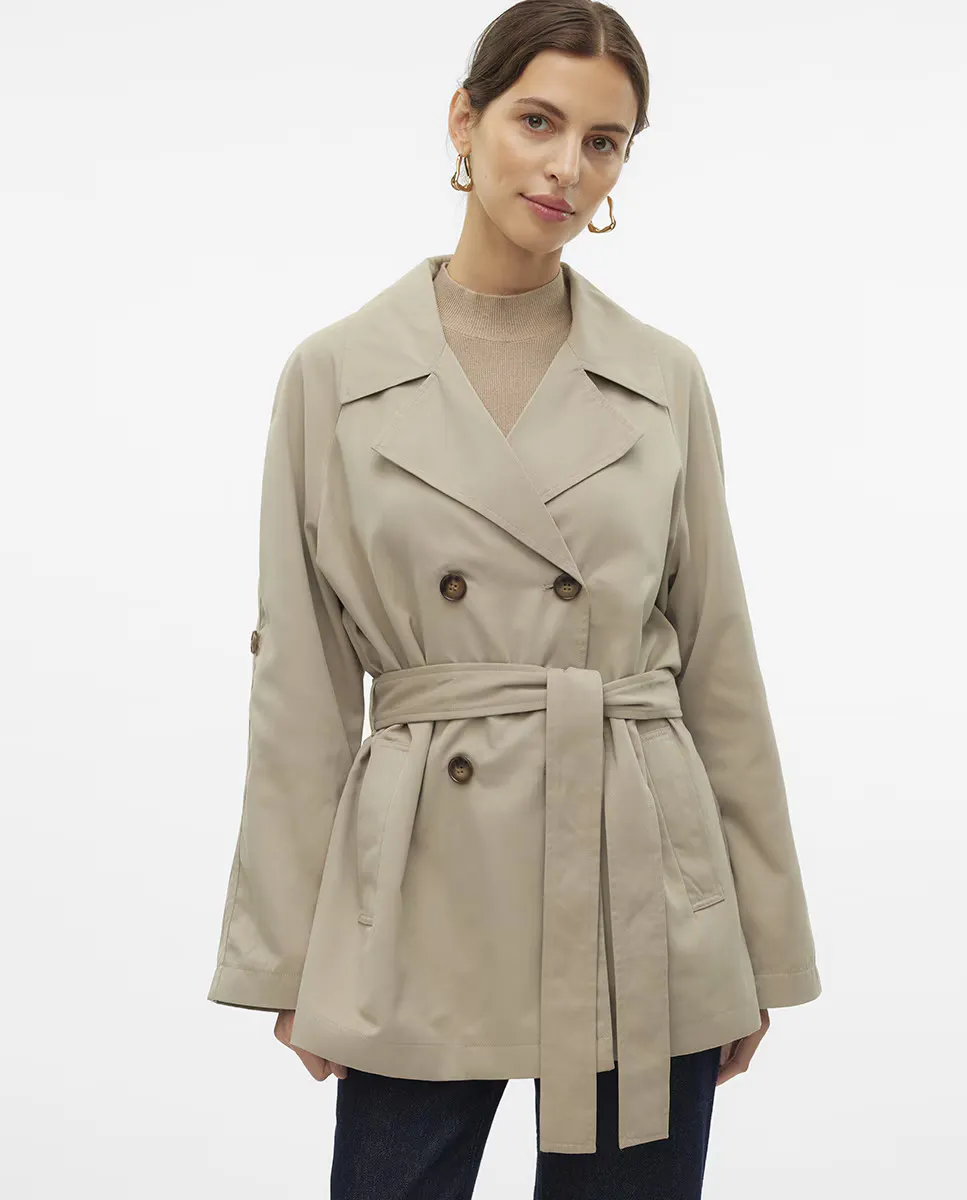 

Женский тренч миди с регулируемыми рукавами Vero Moda, бежевый