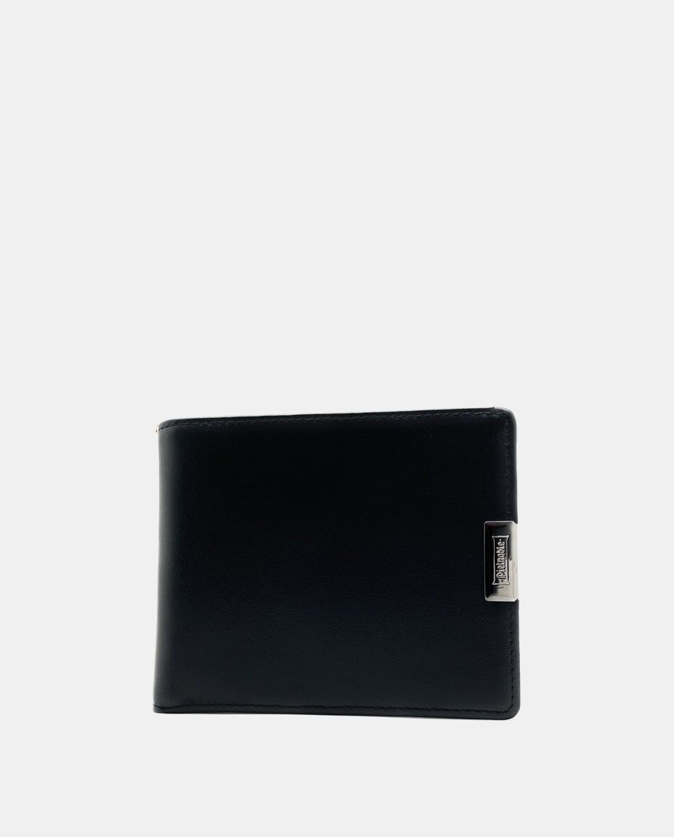 Черный кожаный кошелек с внутренней сумочкой Pielnoble, черный кошелек черный
